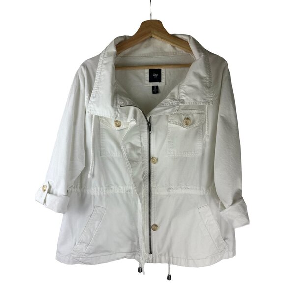 VTG Coastal Fisherman GAP White Short Trench Summer Jacket, Women's Medium - Picture 3 of 8